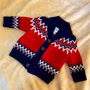 Baby GAP Fair Isle Fashion Shawl Cardigan in Modern Red, 3-6 months $39.95